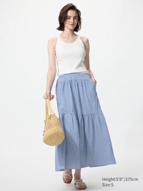 Uniqlo Tiered Maxi Skirt | Gingham