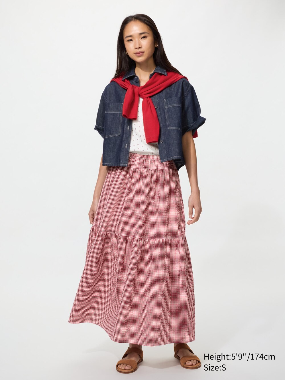 Uniqlo Tiered Maxi Skirt | Gingham — фото 2