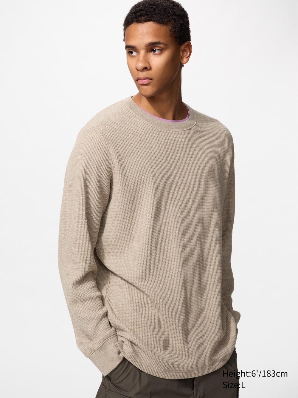 Мужские футболки Uniqlo Waffle T-Shirt Long Sleeve