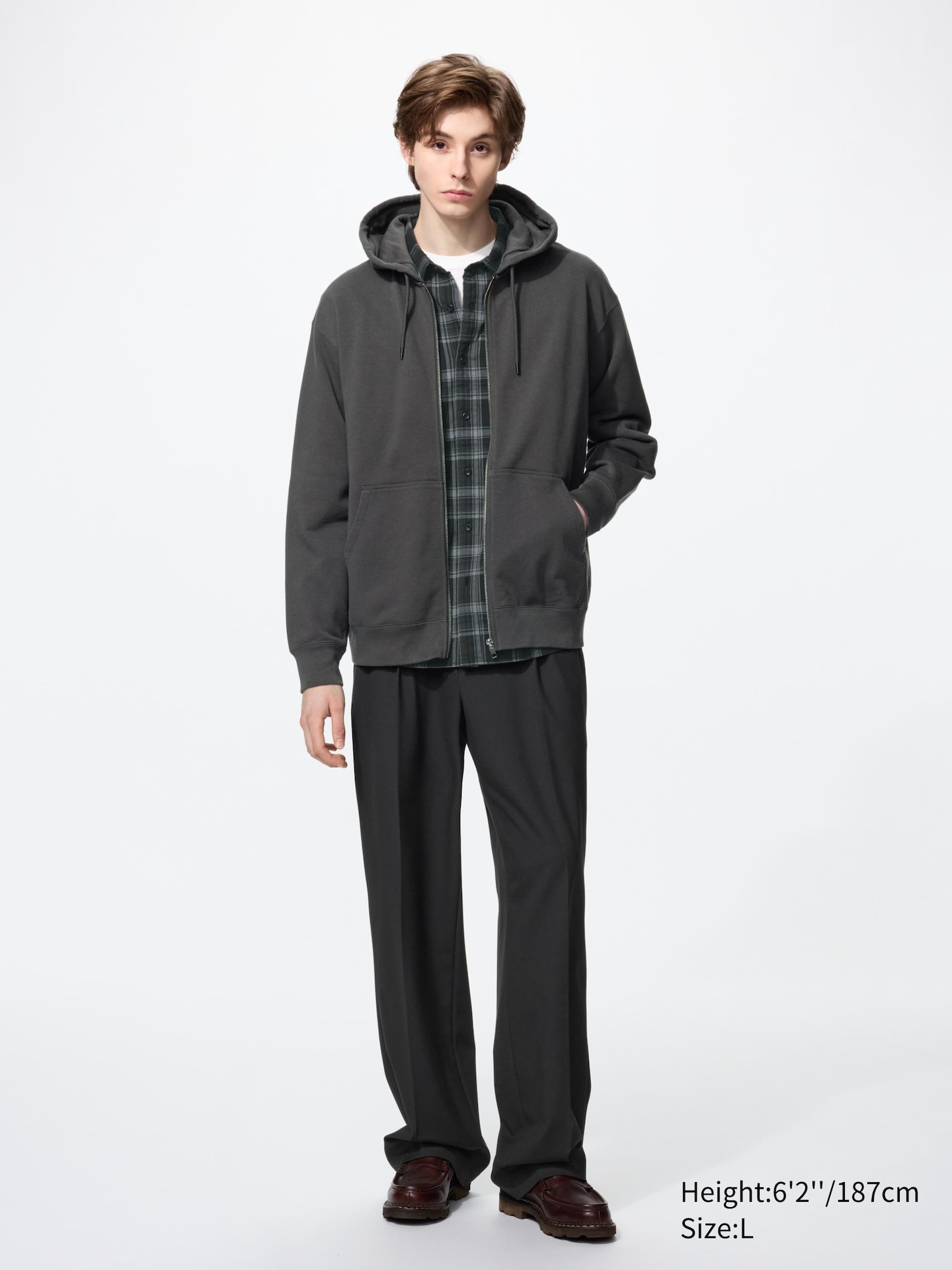 Худи Uniqlo Sweat Full-Zip, цвет: Чёрный — фото 4