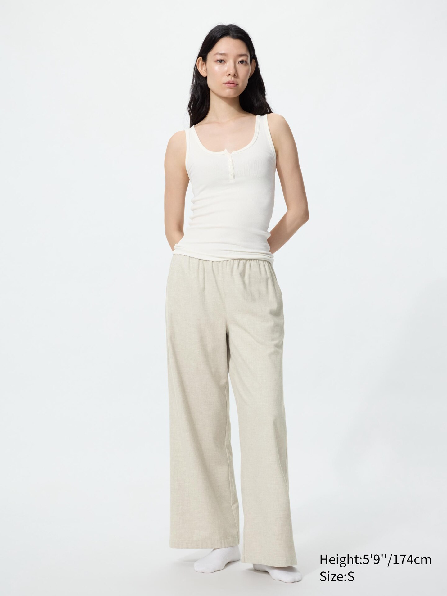 Женские брюки Uniqlo Flannel Easy, цвет: Бежевый