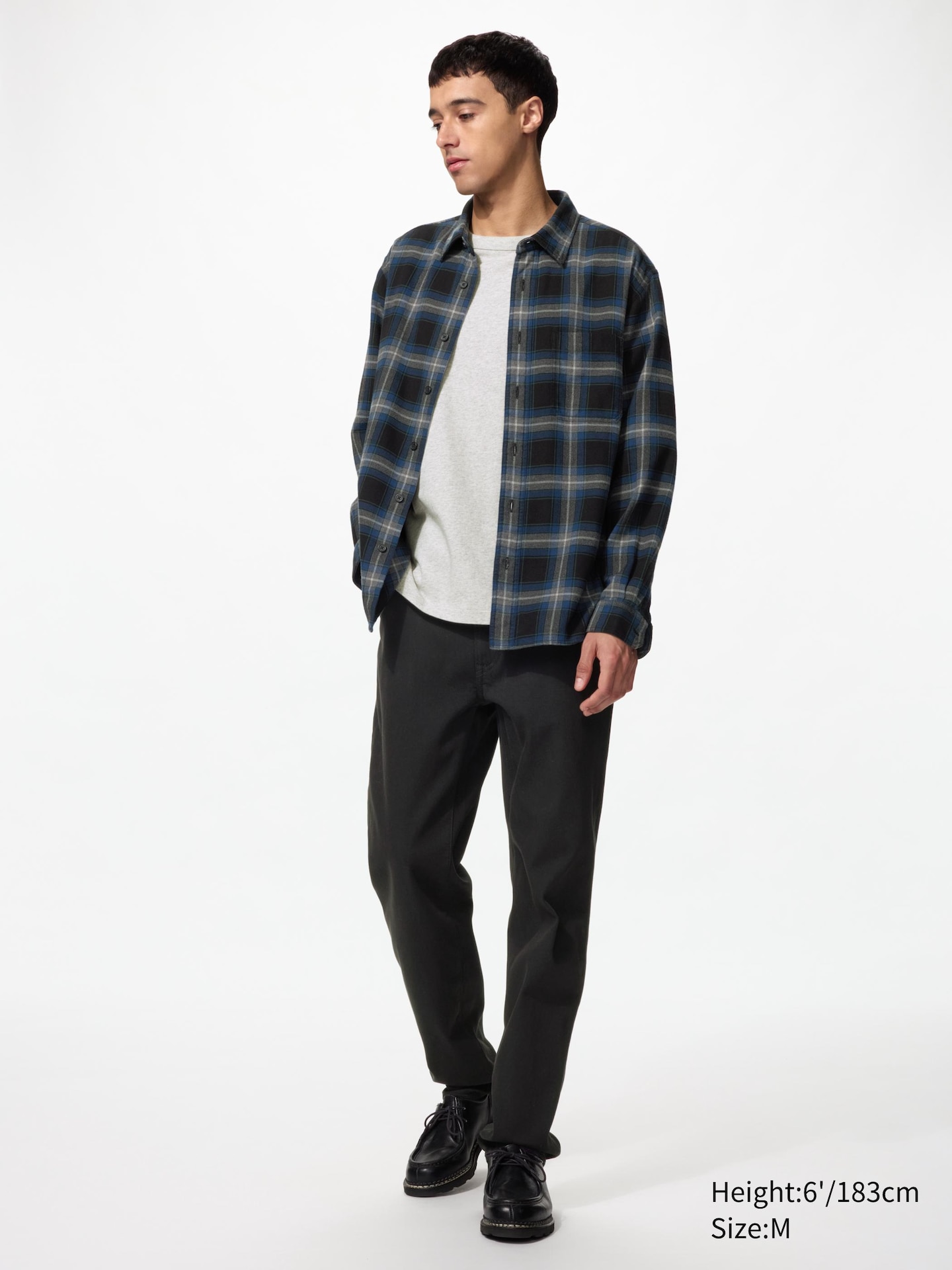 Рубашка Uniqlo Flannel Shirt Tartan Check, цвет: Чёрный — фото 3