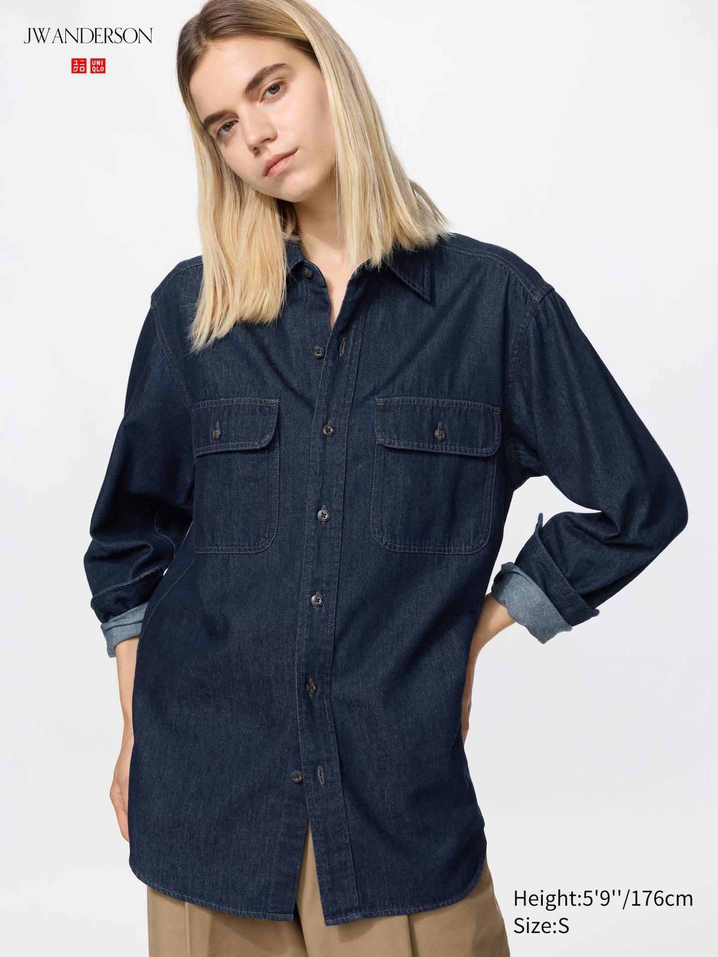 Джинсовая рубашка Uniqlo, цвет: Синий — фото 3