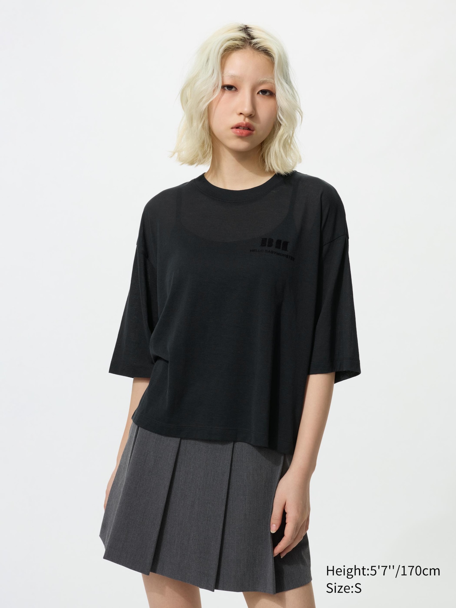 Women's BABYMONSTER UT Cropped Graphic T-Shirt | Sheer | UNIQLO US