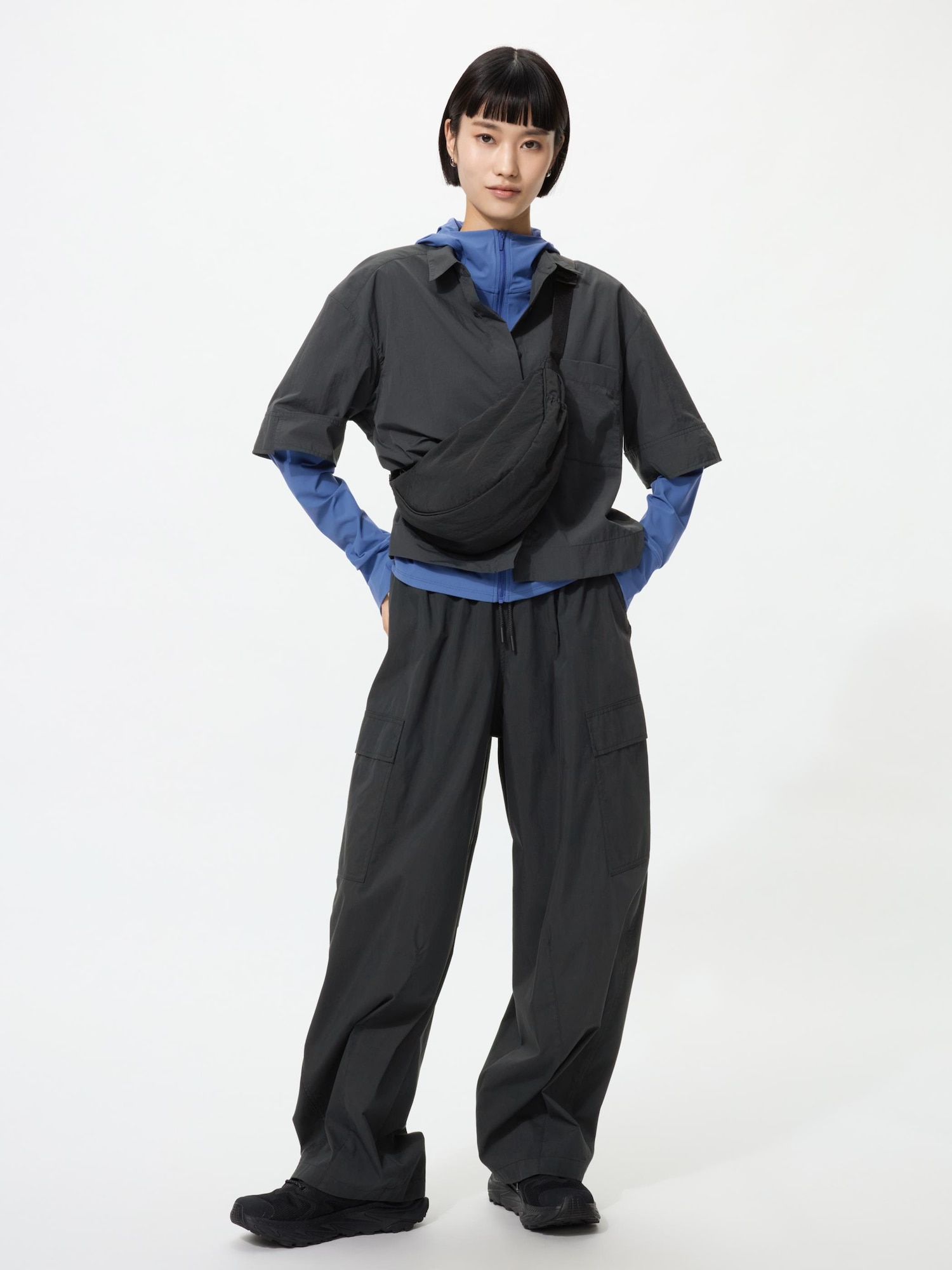 UNIQLO Women's Utility Volume Pants, Black, Large