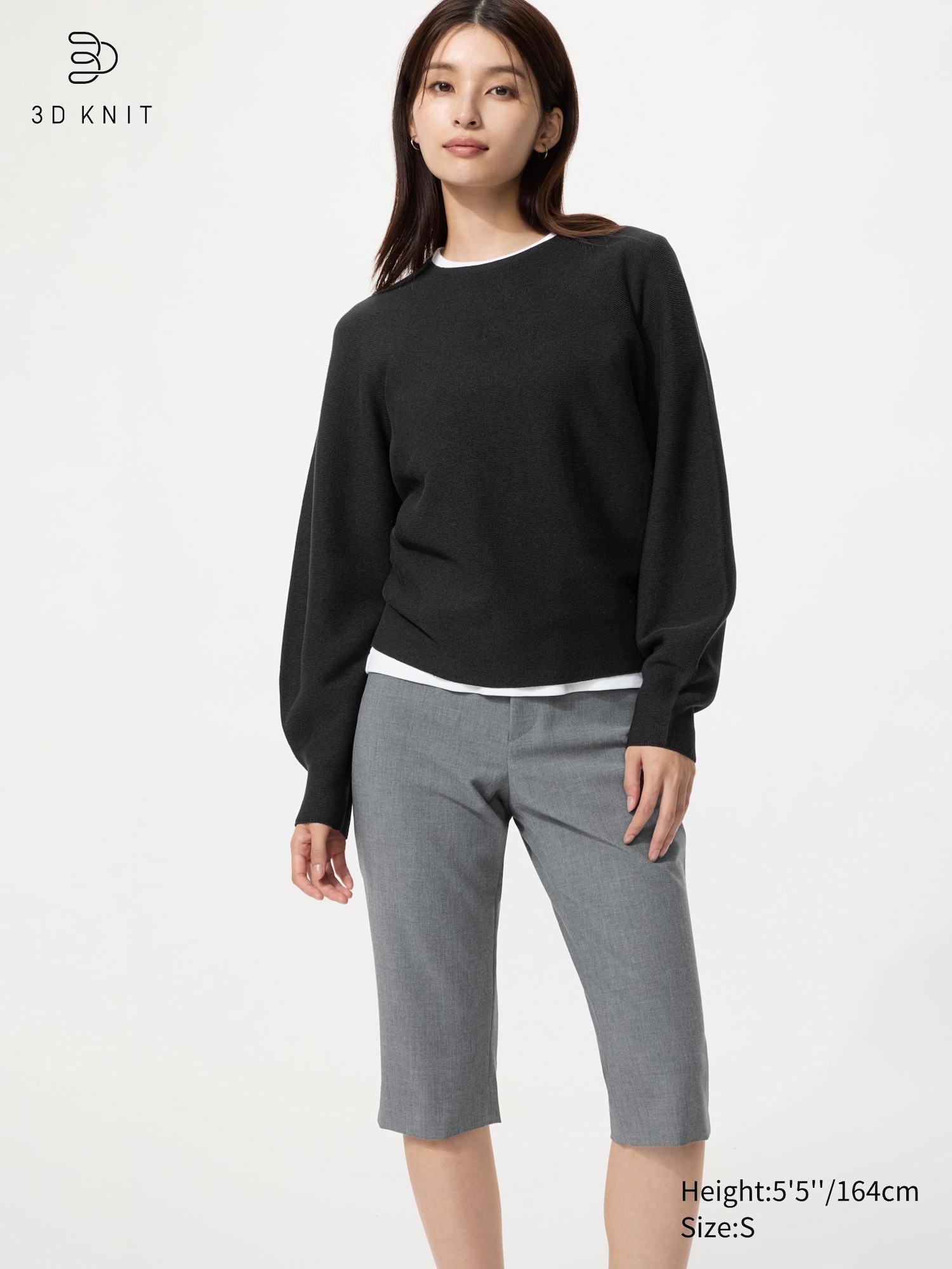 3D Knit Cotton Volume Sleeve Sweater - thumbnail 4