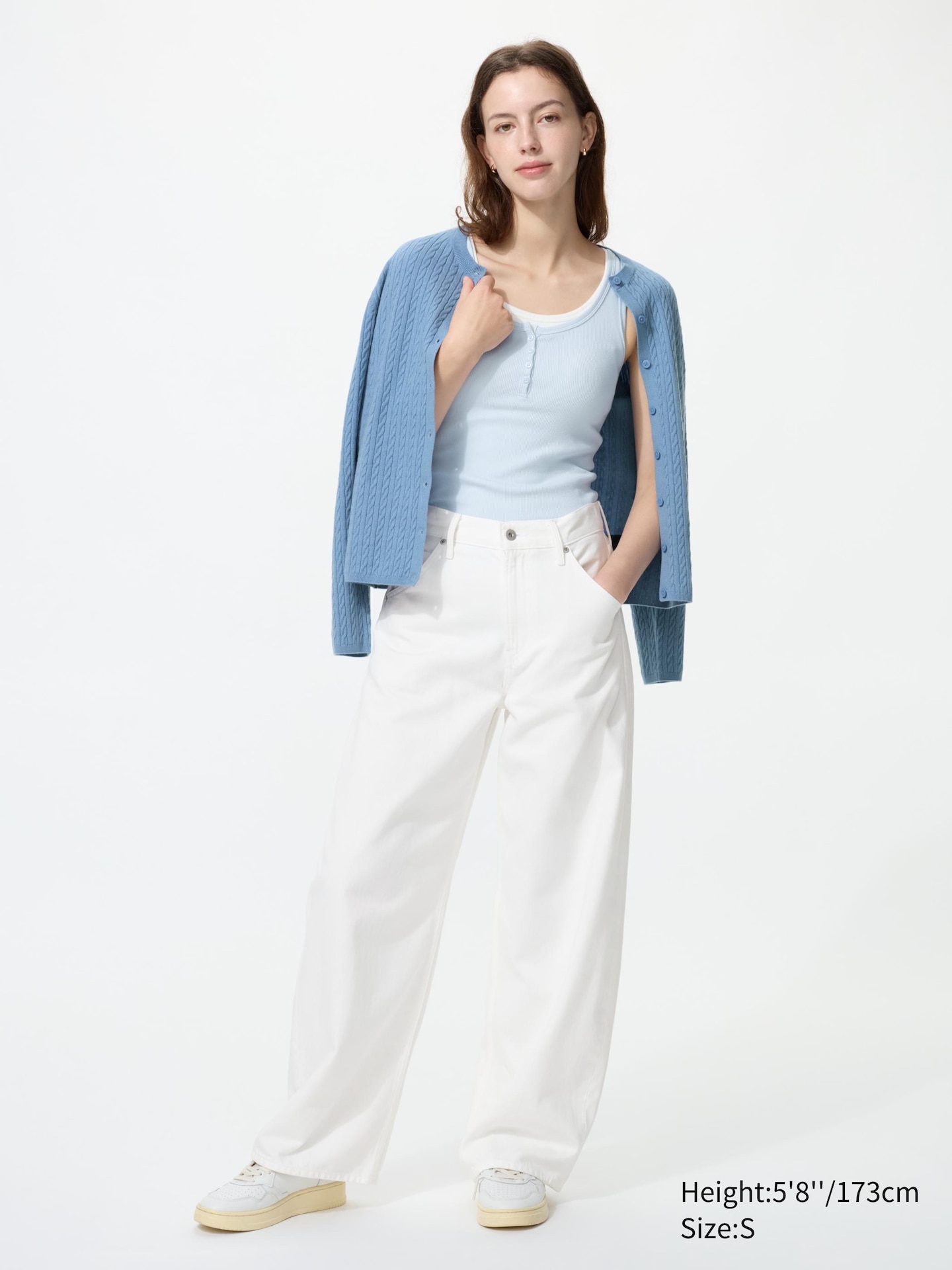 Женский топ без рукавов Uniqlo с воротом-хенли, цвет: Чёрный — фото 6