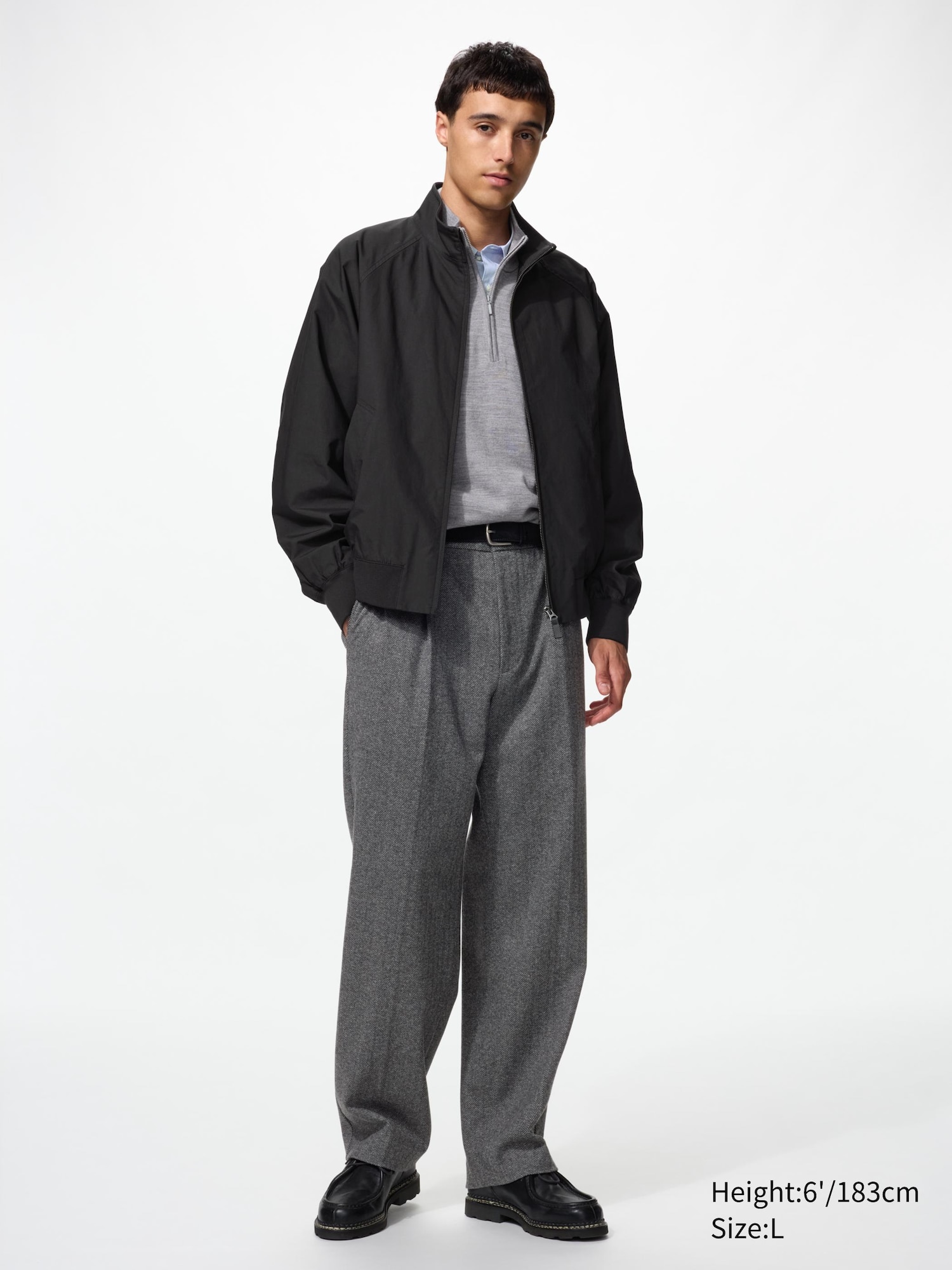 Men's Pleated Wide Pants | Herringbone | UNIQLO US