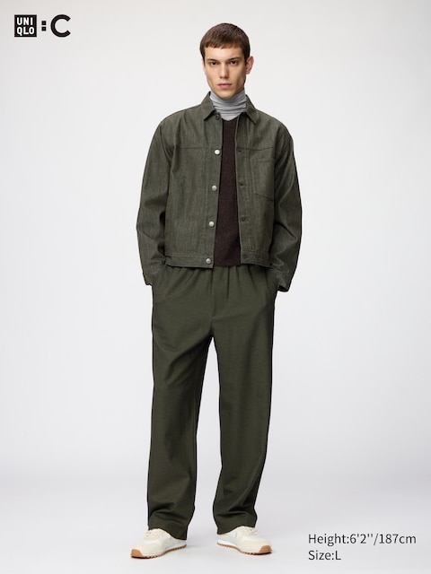 Мужские брюки Uniqlo Easy Wide, цвет: Тёмный зелёный