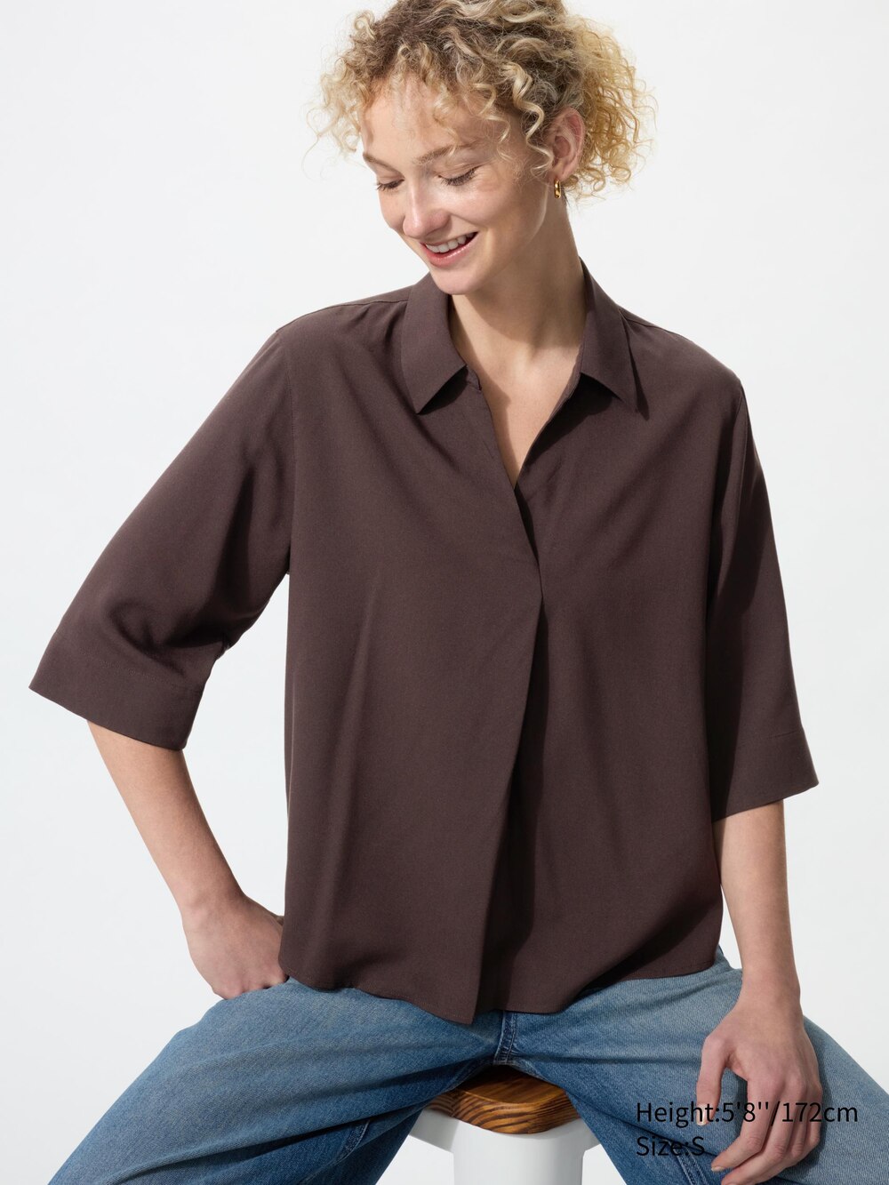 Rayon Skipper Blouse | Collar 3/4 Sleeve