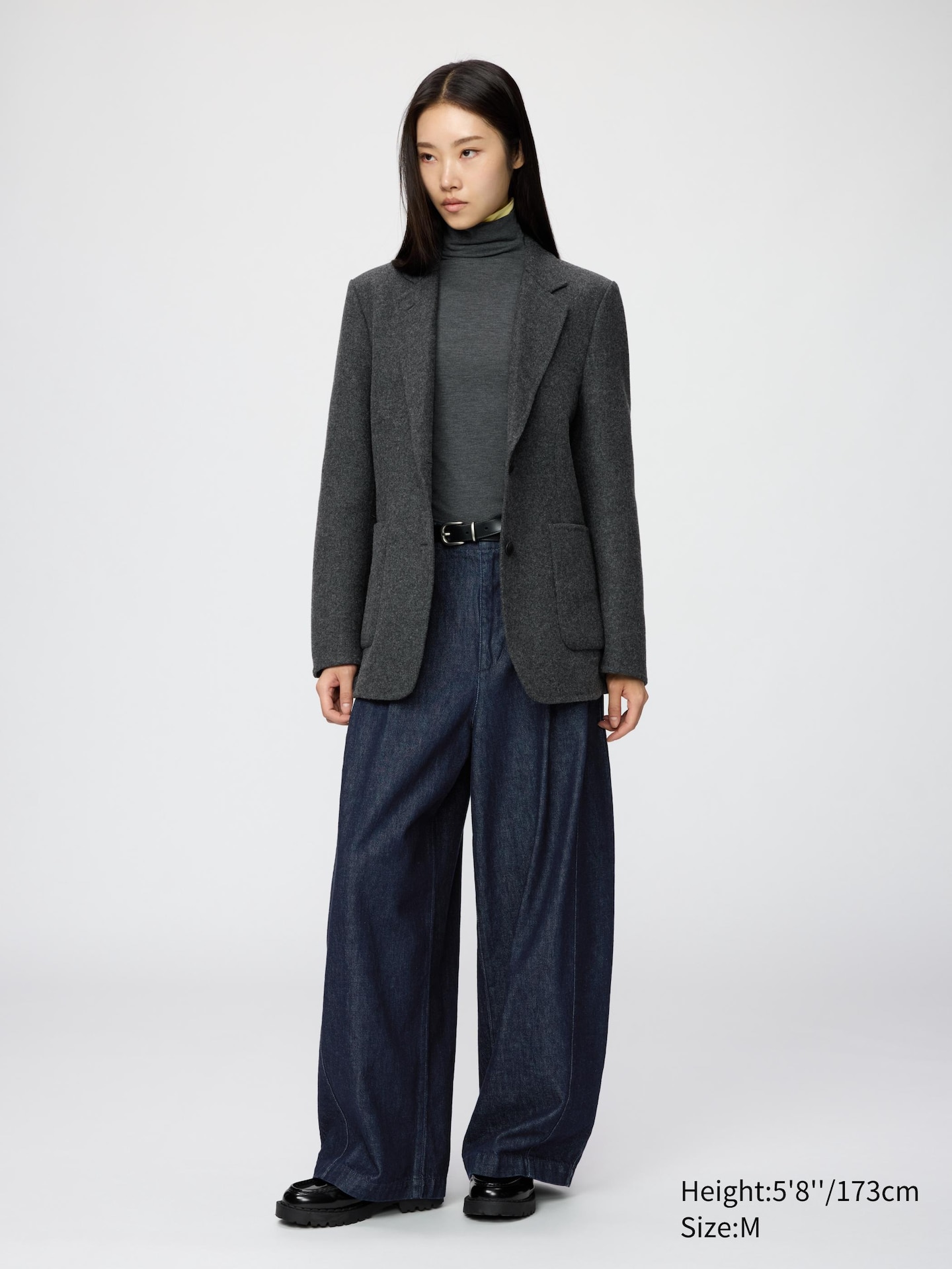 Женская куртка Uniqlo Double Face Tailored, цвет: Тёмный серый — фото 2