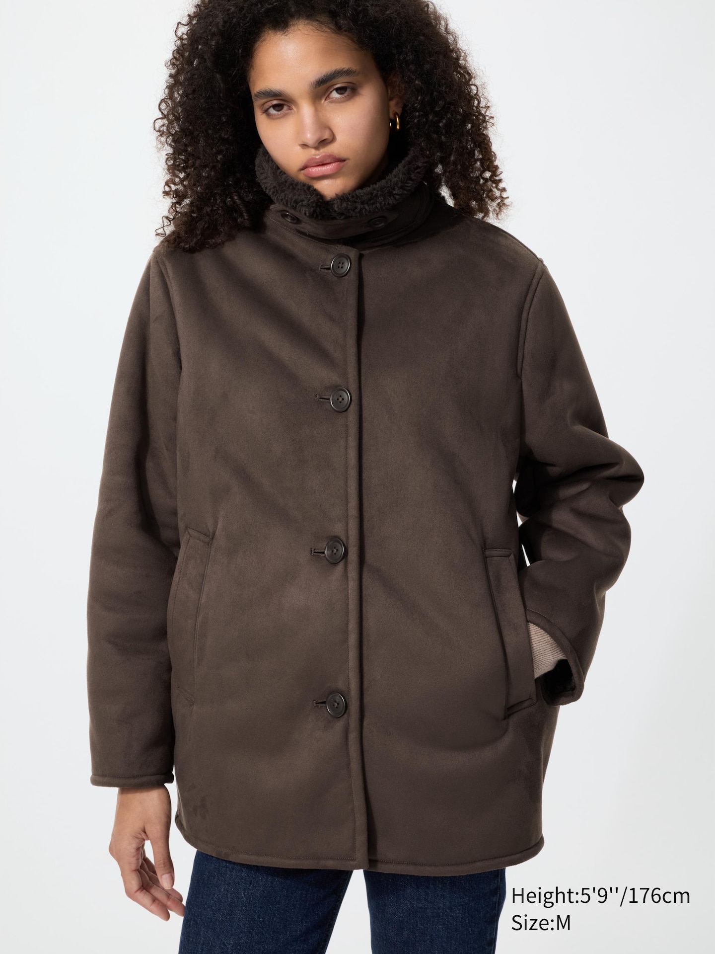Женское пальто Uniqlo Faux Shearling Short, цвет: Бежевый — фото 4
