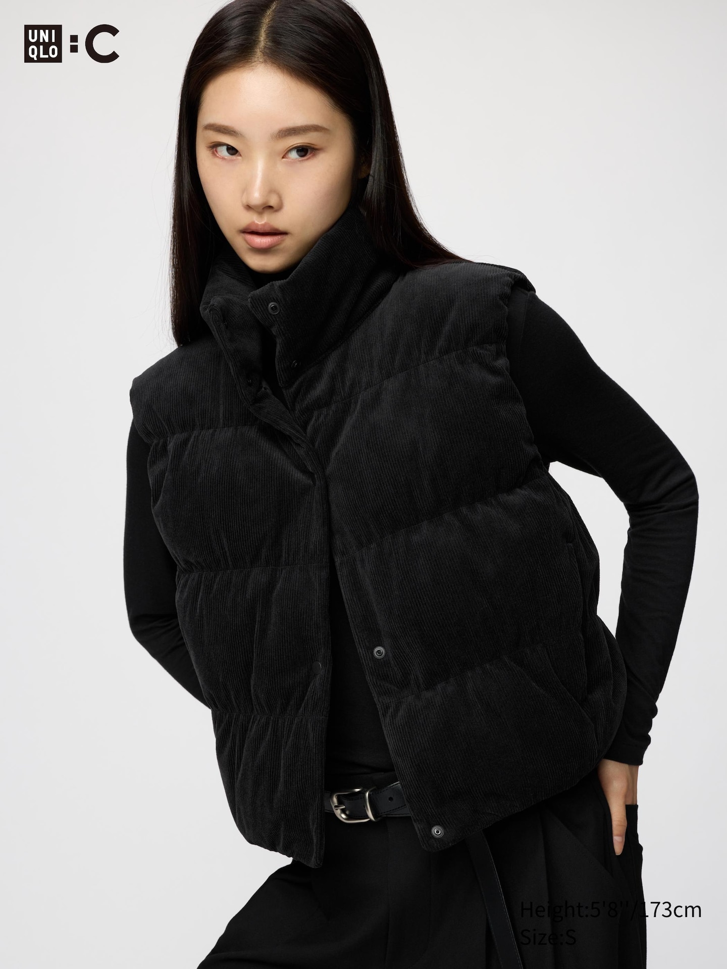 Жилет Uniqlo Padded Corduroy Vest, цвет: Чёрный — фото 1