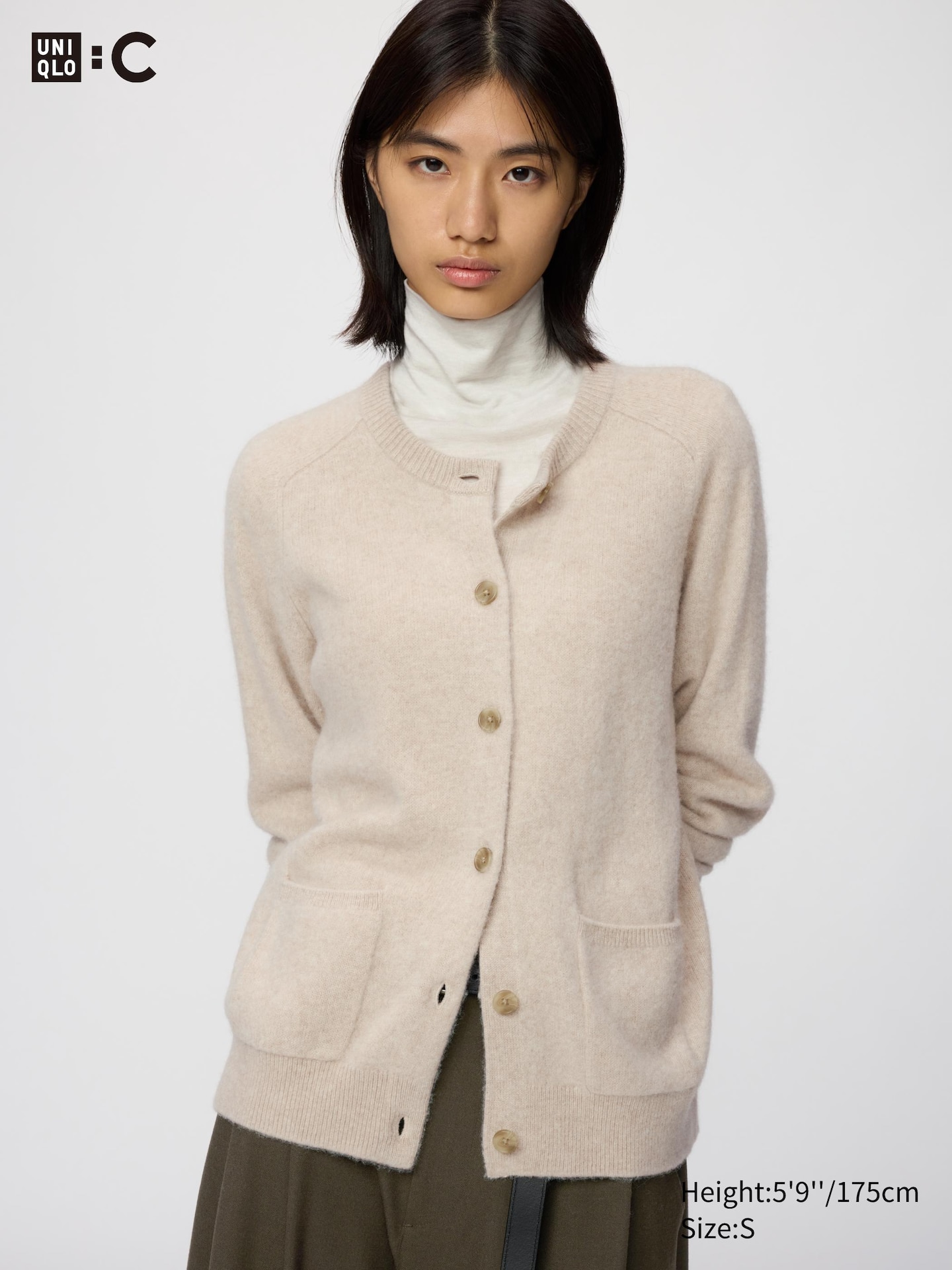Кардиган Uniqlo Fluffy Cashmere Relaxed, цвет: Бежевый — фото 1