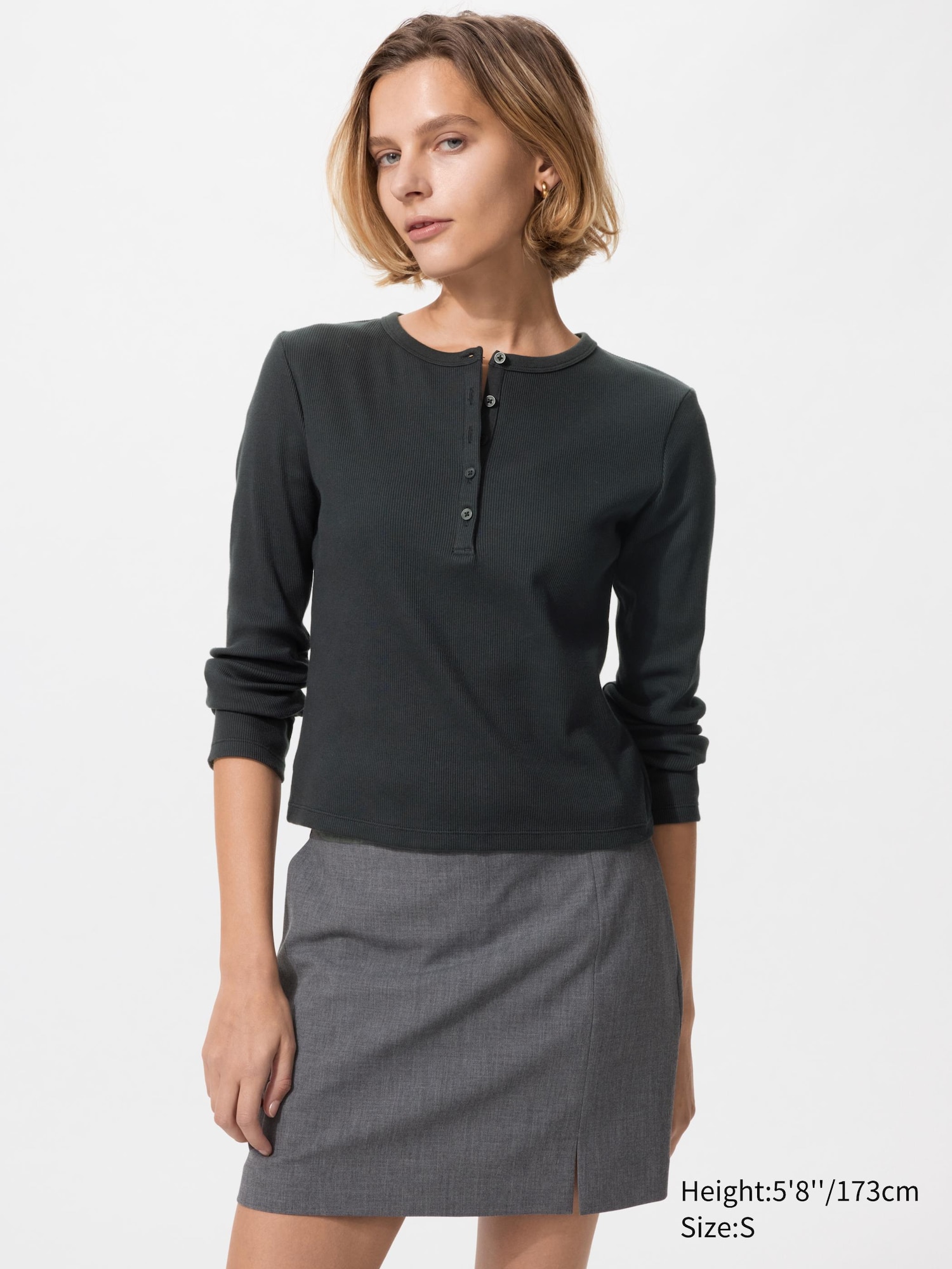 Ribbed Henley Neck T-Shirt