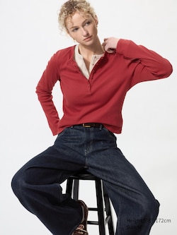 Ribbed Henley Neck T-Shirt