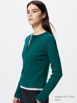 Ribbed Henley Neck T-Shirt