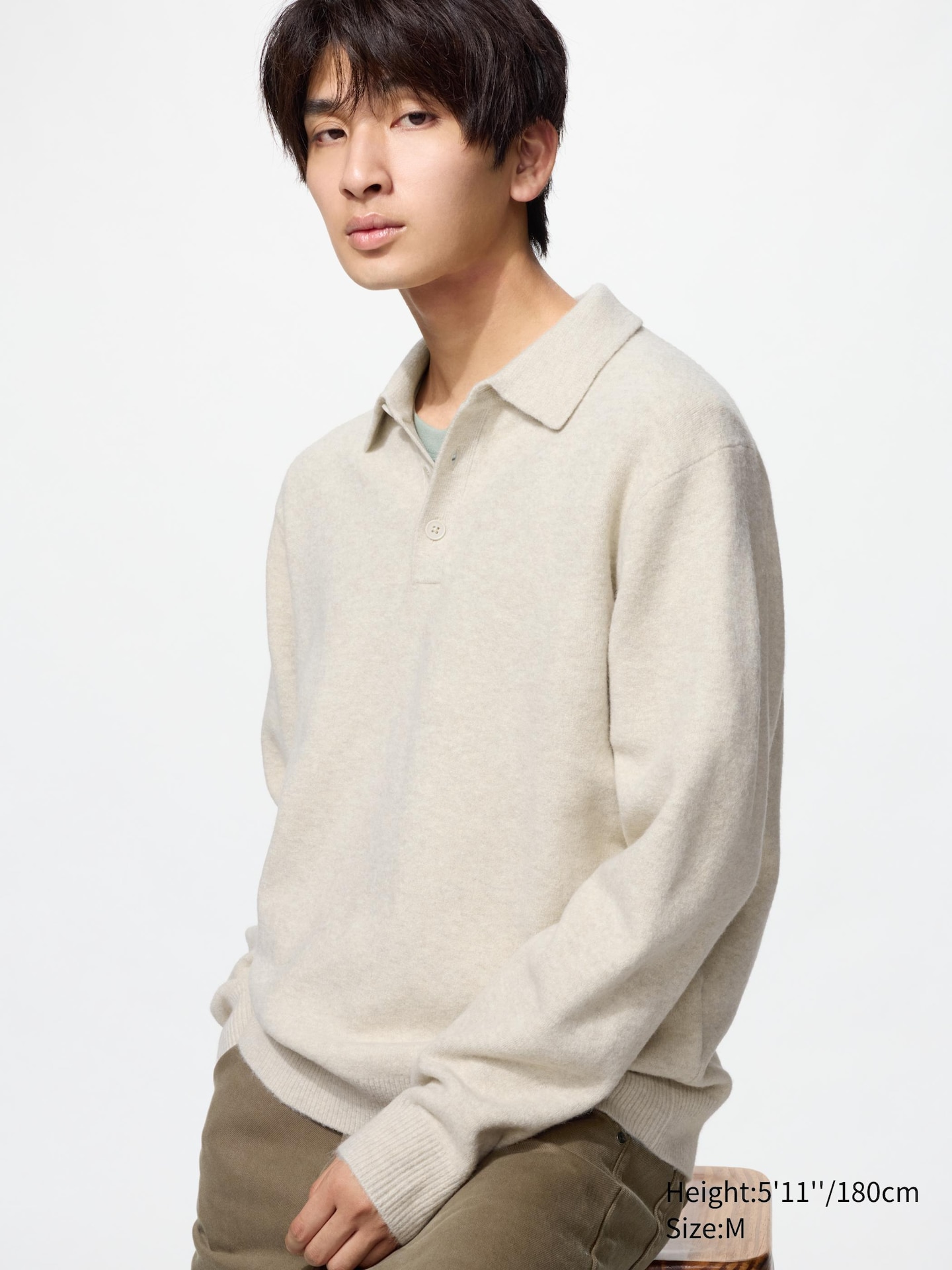 Свитер Uniqlo Souffle Yarn Polo Sweater, цвет: Бежевый — фото 1