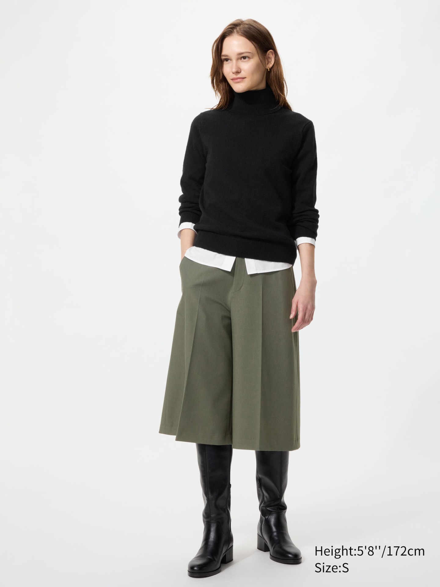 Женские брюки-кюлоты Uniqlo Smart, цвет: Чёрный — фото 2
