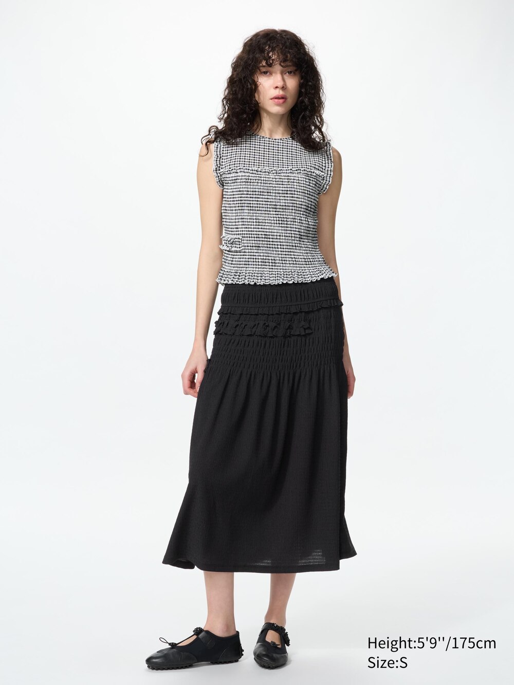 Uniqlo Shirring Top | Sleeveless | Checked — фото 2