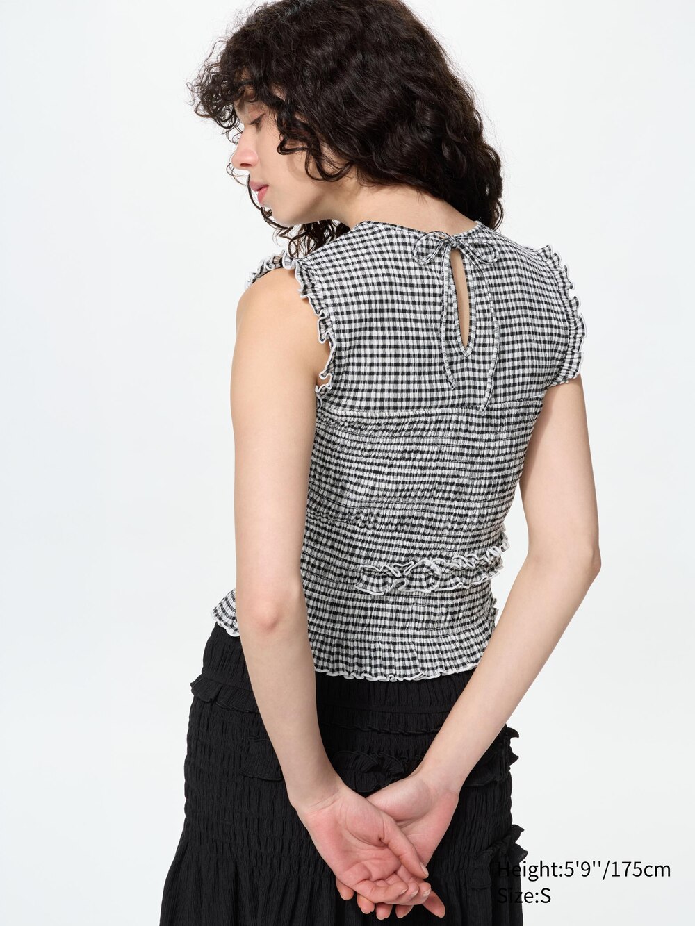 Uniqlo Shirring Top | Sleeveless | Checked — фото 4