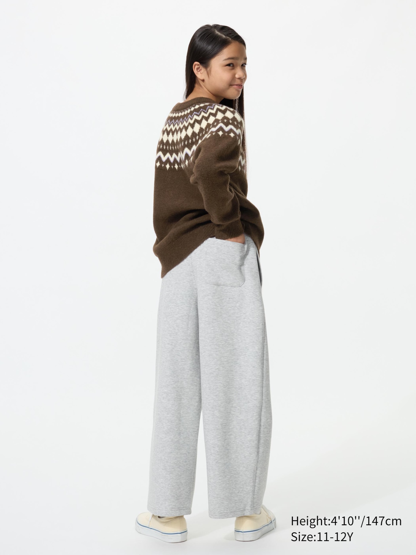 Детские широкие спортивные брюки Uniqlo Dry Sweat, цвет: Чёрный — фото 3