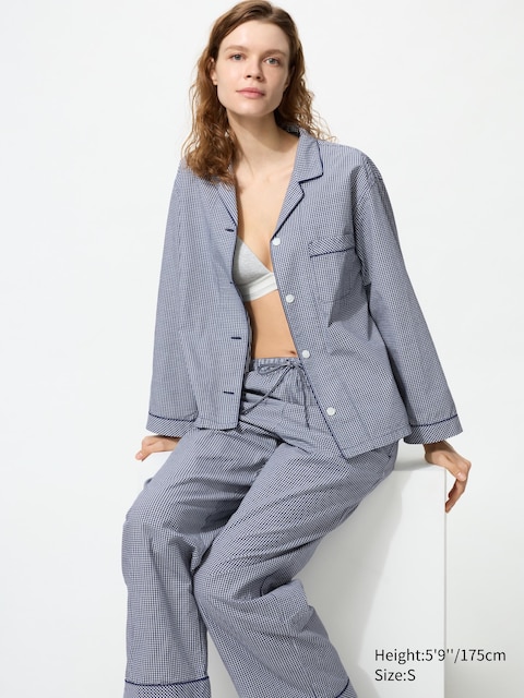 Uniqlo Cotton Pajamas | Long Sleeve | Gingham Check
