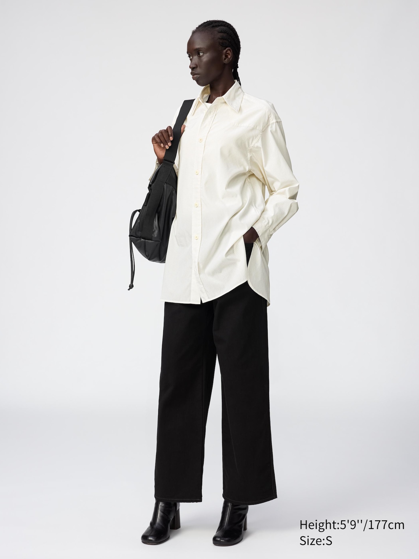 Женская рубашка Uniqlo Long, цвет: Чёрный — фото 2