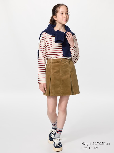 Детская юбка-шорты Uniqlo Corduroy Mini Skort, цвет: Бежевый