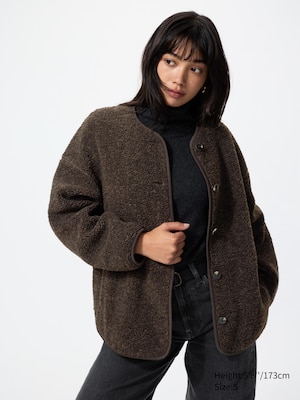 Pile Lined Fleece Relaxed Cardigan