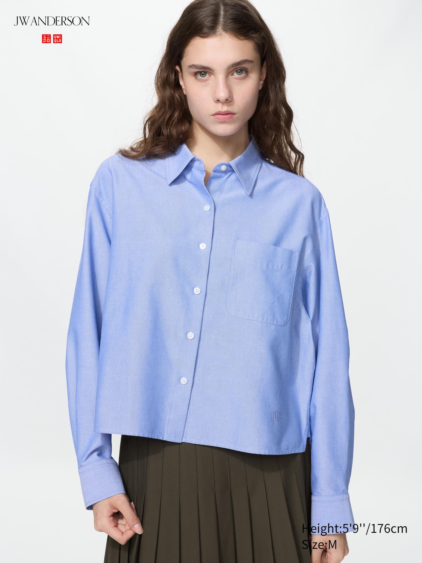 Рубашка Uniqlo Oxford Boxy, цвет: Синий — фото 1