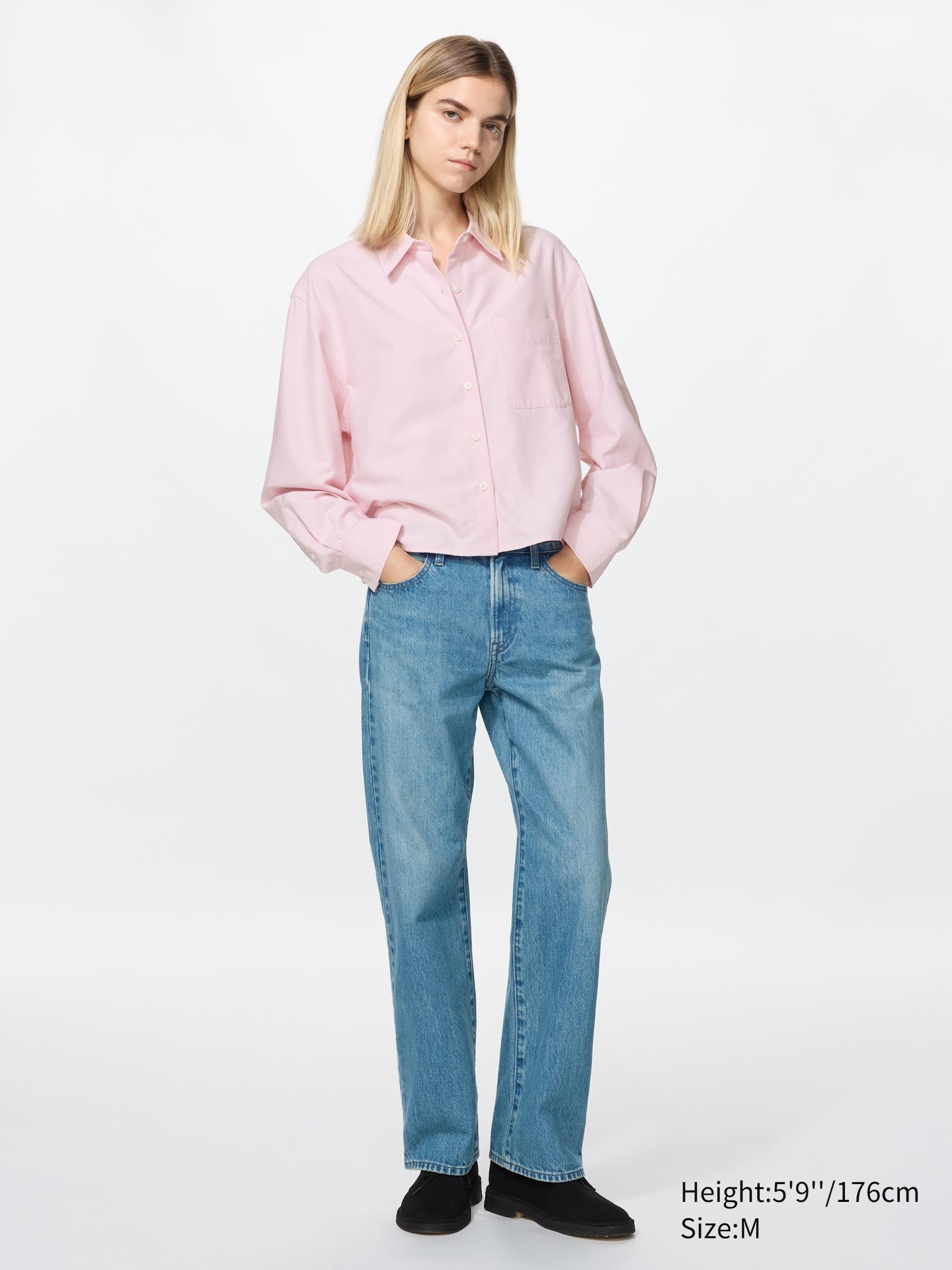 Рубашка Uniqlo Oxford Boxy, цвет: Синий — фото 2