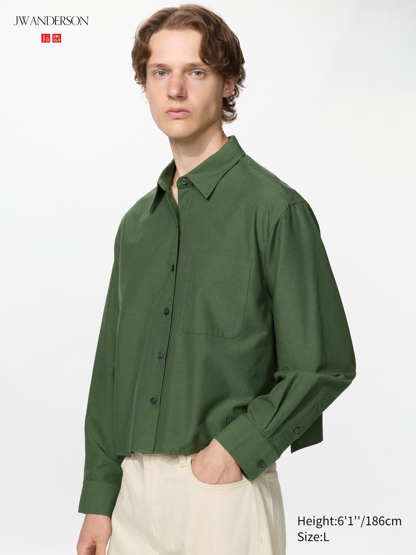 Рубашка Uniqlo Oxford Boxy, цвет: Синий — фото 3