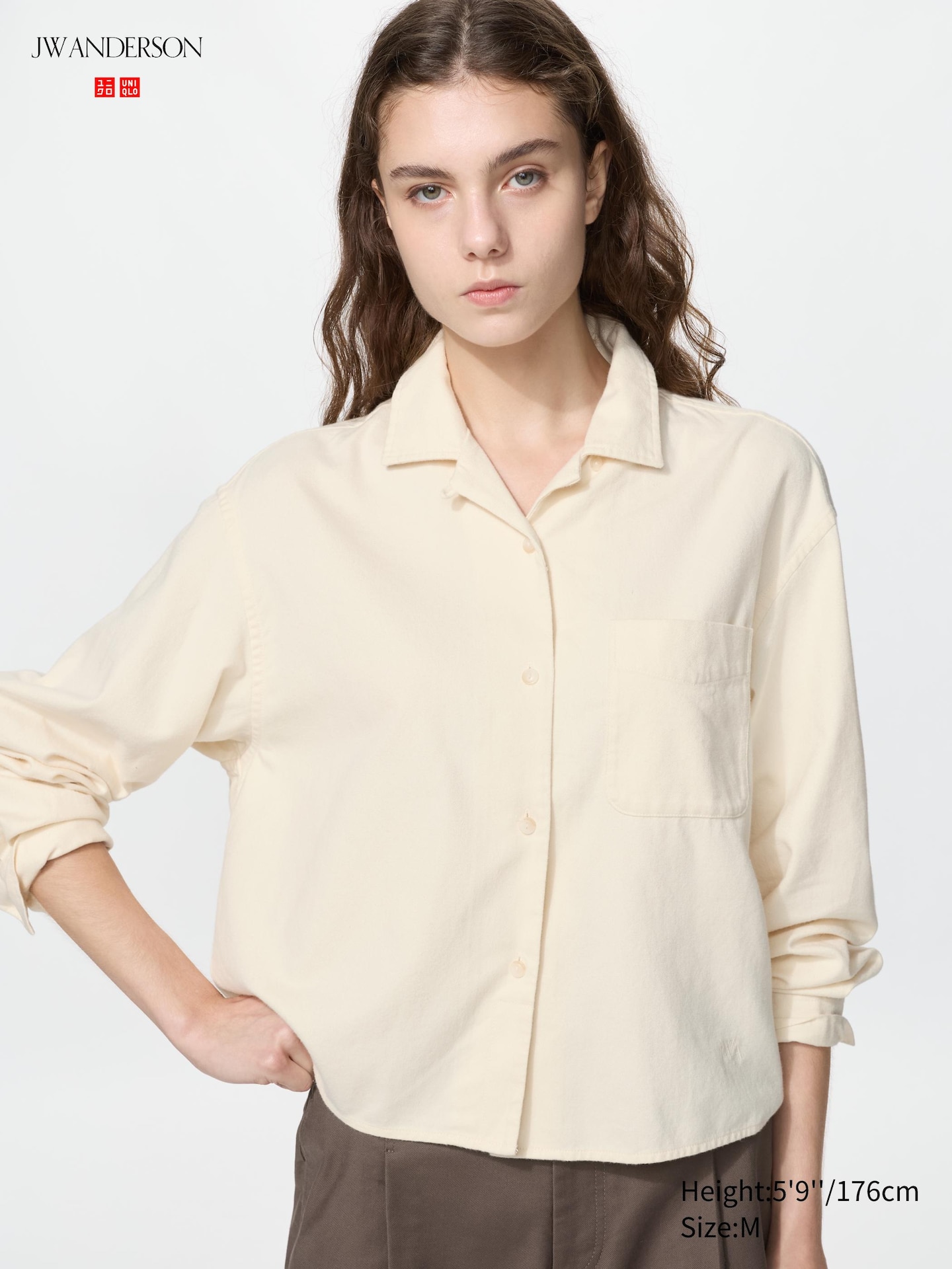 Рубашка Uniqlo Flannel Boxy, цвет: Натуральный — фото 1