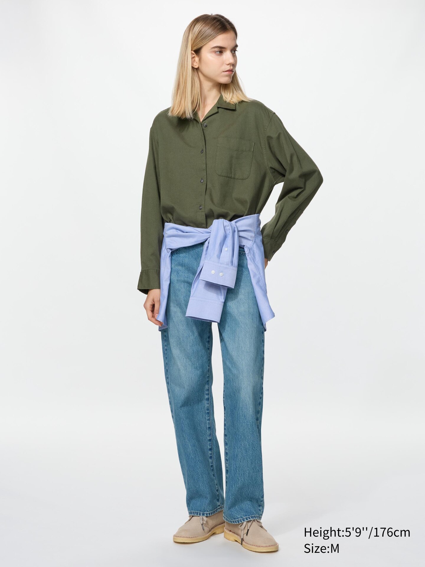 Рубашка Uniqlo Flannel Boxy, цвет: Натуральный — фото 2