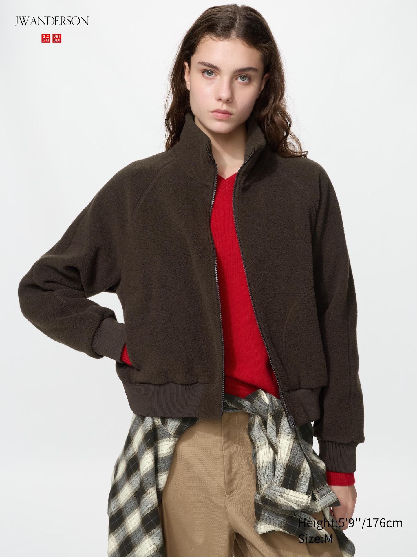 Женские куртки Uniqlo Fleece Short Blouson, цвет: Тёмный коричневый — фото 1