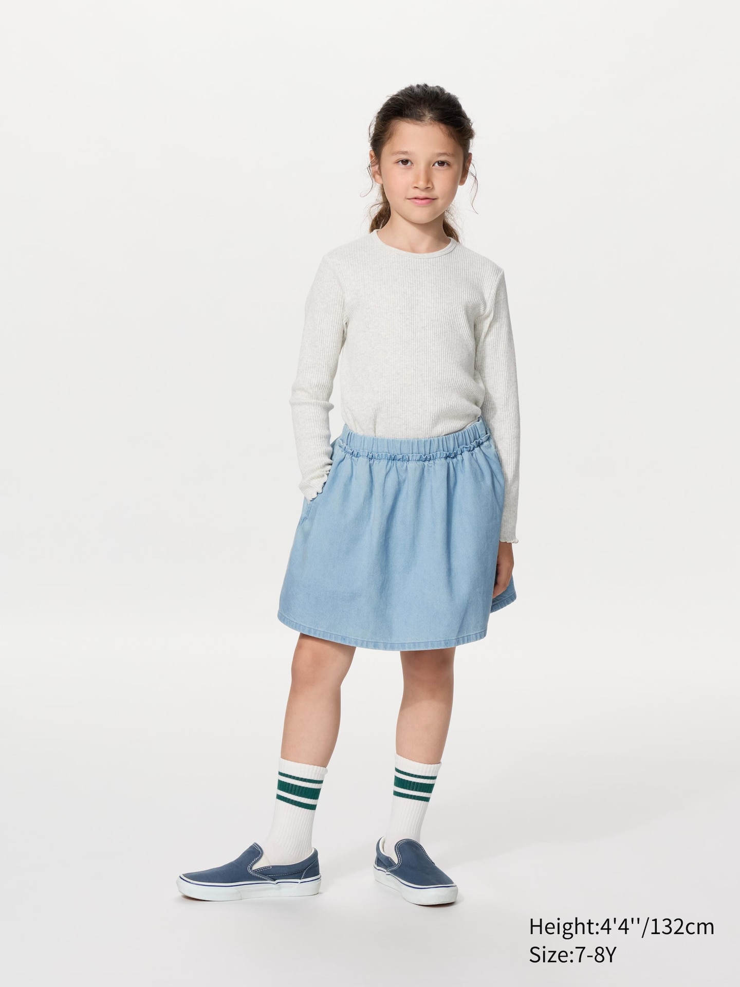 Детская джинсовая мини-юбка-шорты Uniqlo, цвет: Синий — фото 1