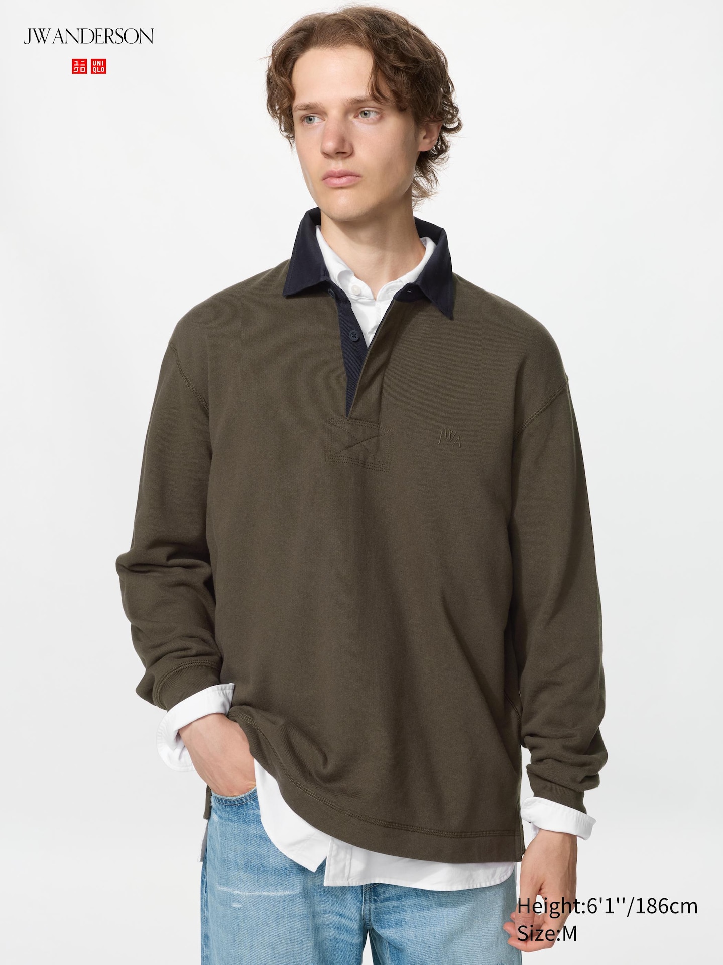 Мужская рубашка Uniqlo Rugger, цвет: Тёмный коричневый — фото 1