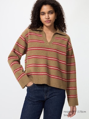 Souffle Yarn Skipper Polo Sweater | Stripe