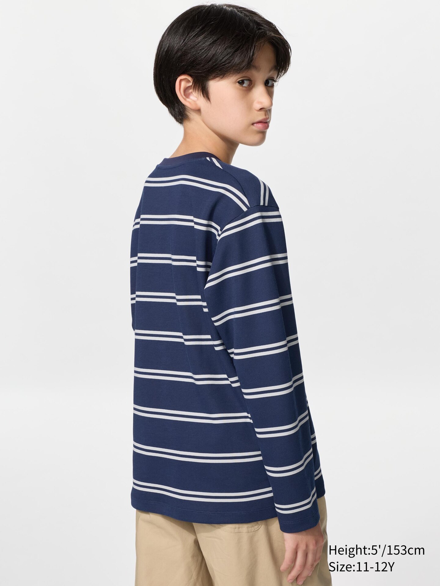Детская футболка Uniqlo AIRism Cotton в полоску, цвет: Зелёный — фото 3