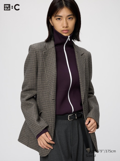 Куртка Uniqlo Double Face Tailored Jacket Check, цвет: Коричневый