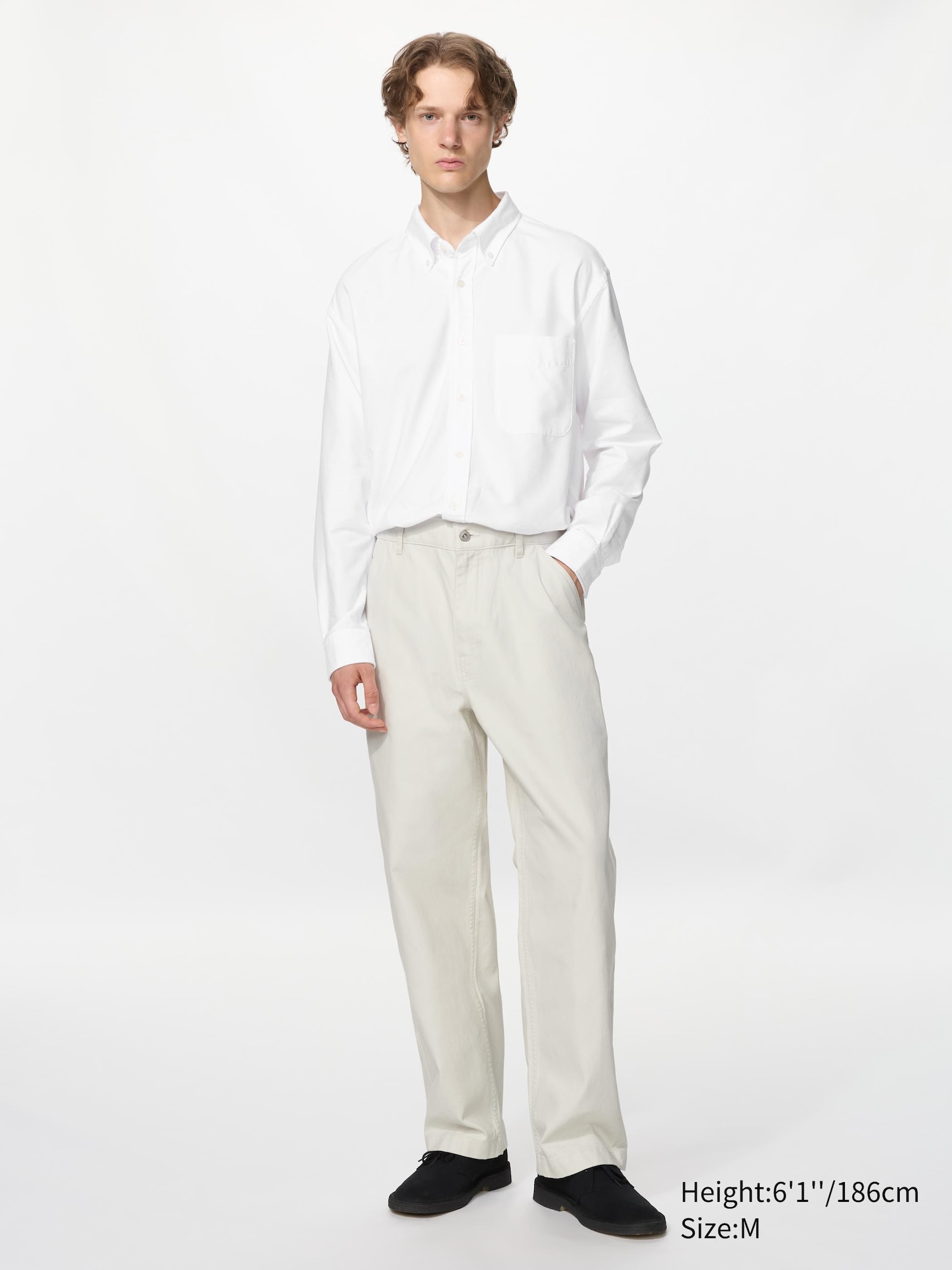 Рубашка Uniqlo Oxford оверсайз, цвет: Тёмно-синий — фото 2
