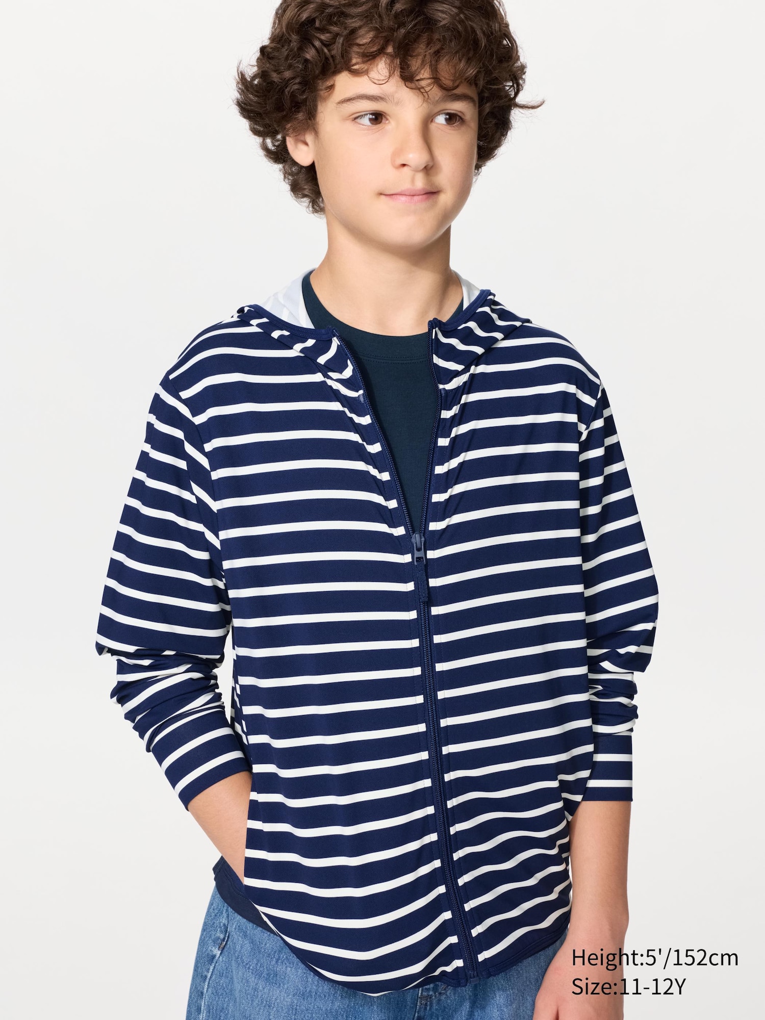 Kids AIRism UV Protection Full Zip Hoodie | Striped | UNIQLO US