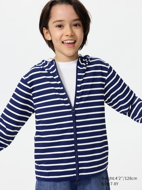Uniqlo AIRism UV Protection Full Zip Hoodie | Striped