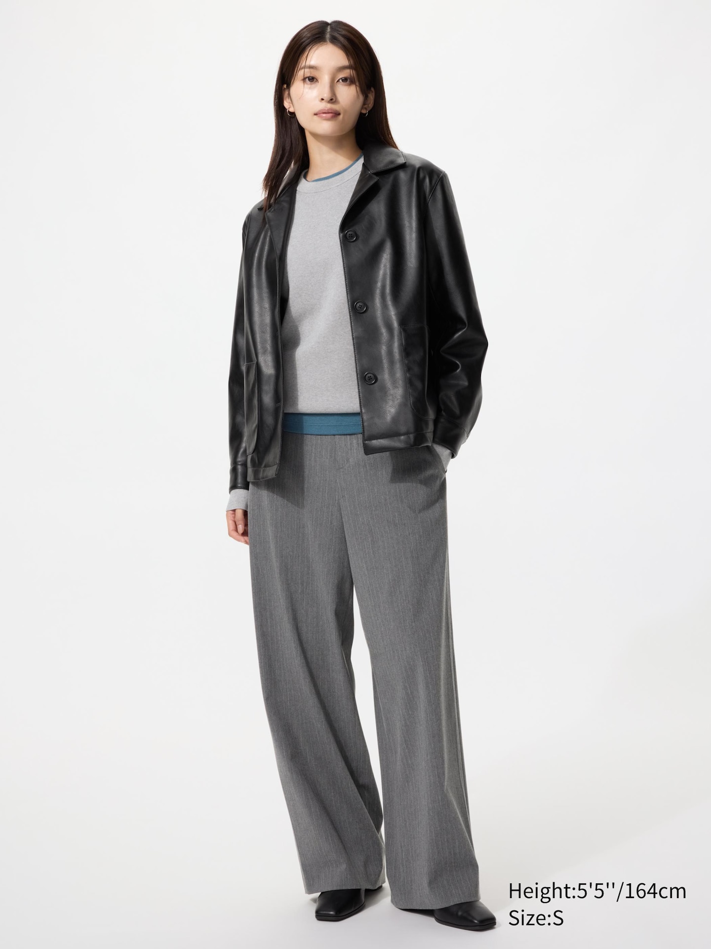 Женские брюки Uniqlo Smart Easy, в полоску, цвет: Серый