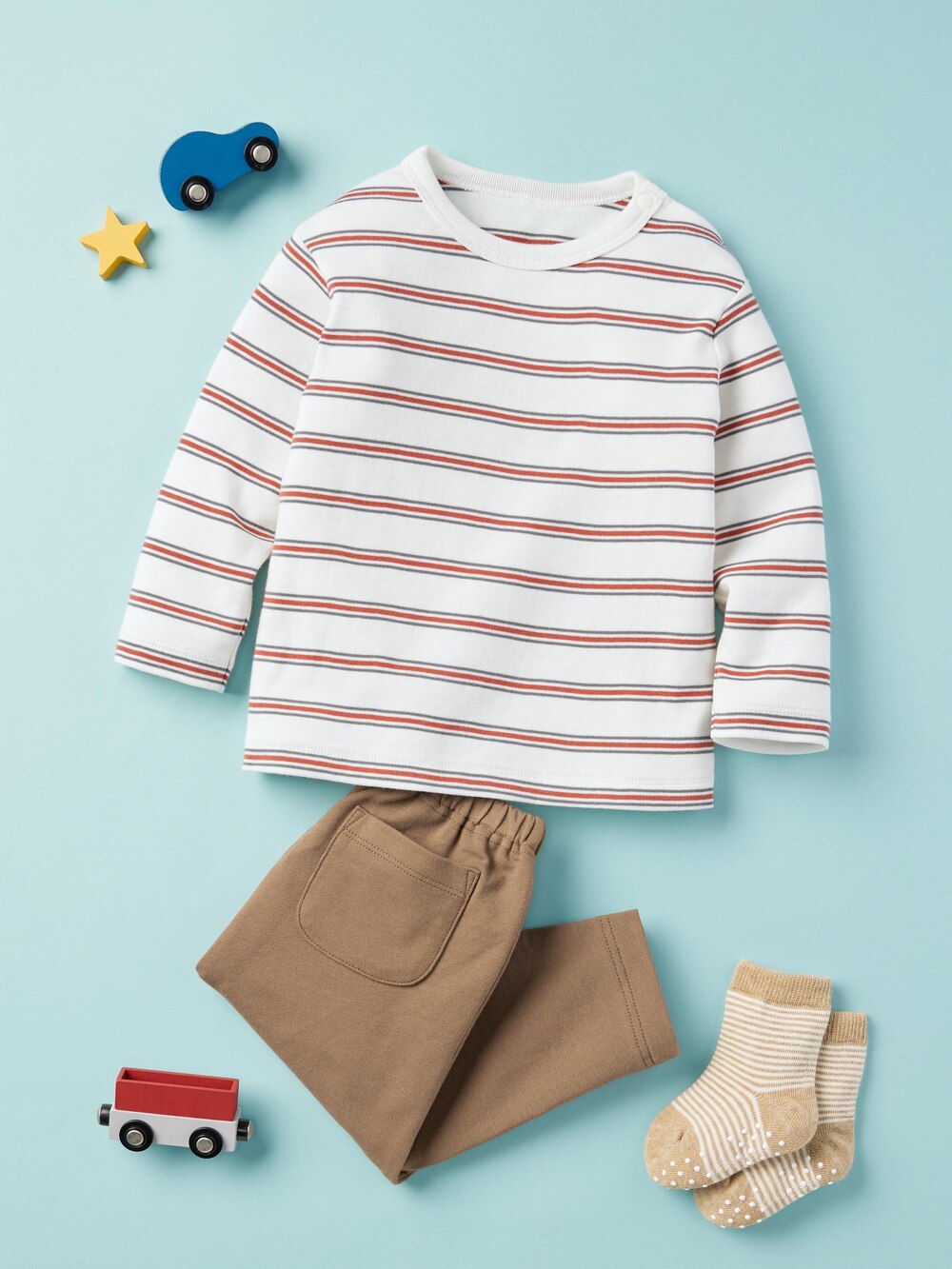 Uniqlo Baby Crew Neck T-Shirt | Long Sleeve | Multi-striped — фото 2