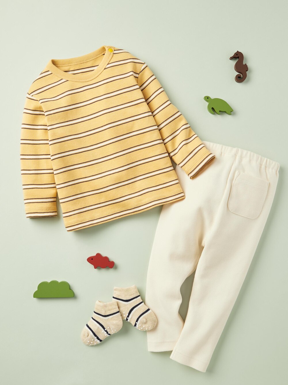 Uniqlo Baby Crew Neck T-Shirt | Long Sleeve | Multi-striped — фото 3