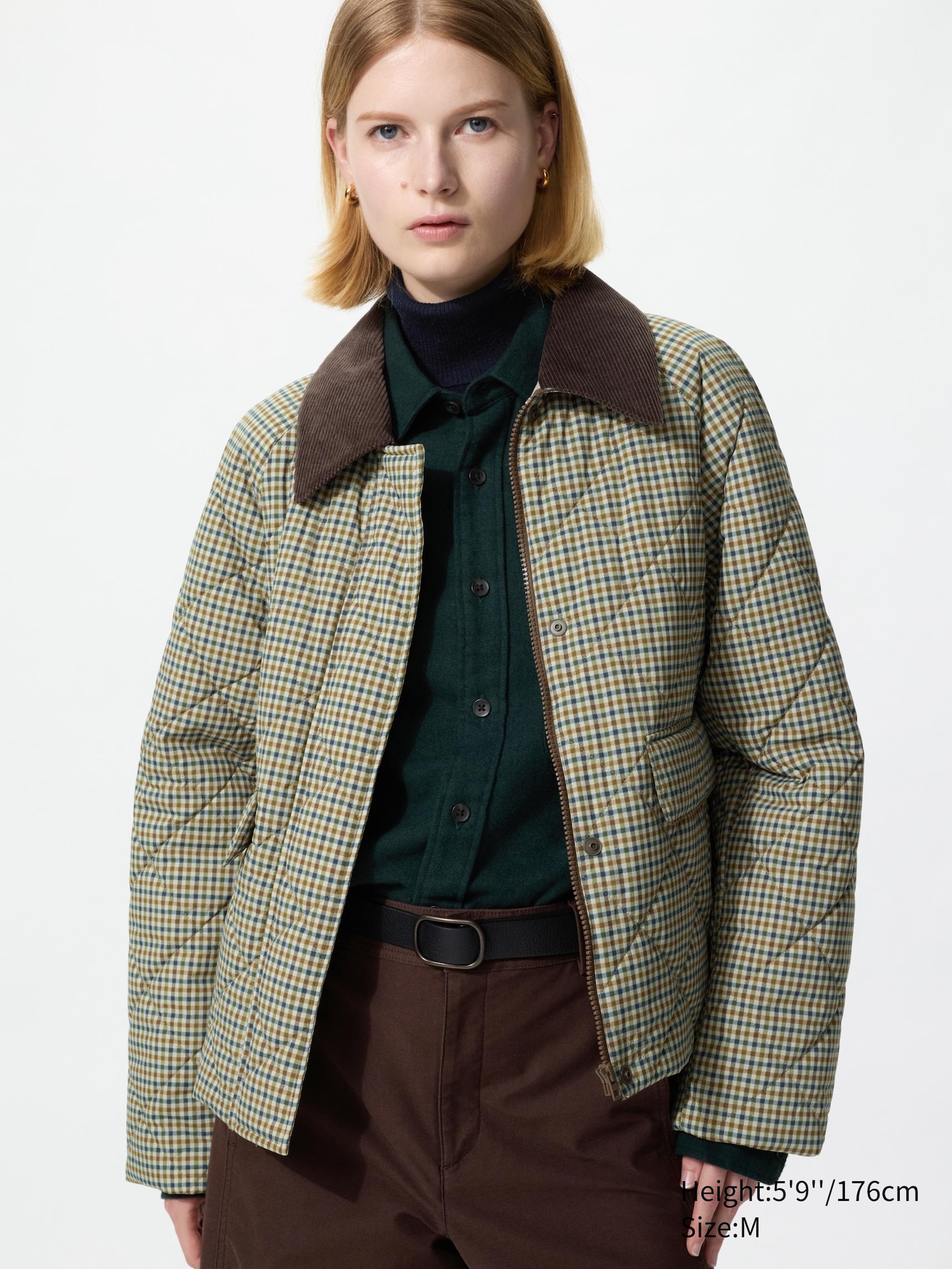 Женская куртка Uniqlo Padded Utility Short Jacket Pattern, цвет: Коричневый — фото 1