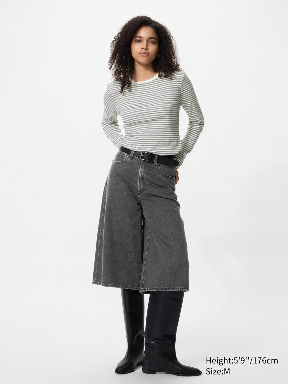 Женские футболки Uniqlo Soft Ribbed T-Shirt Long Sleeve Stripe — фото 2