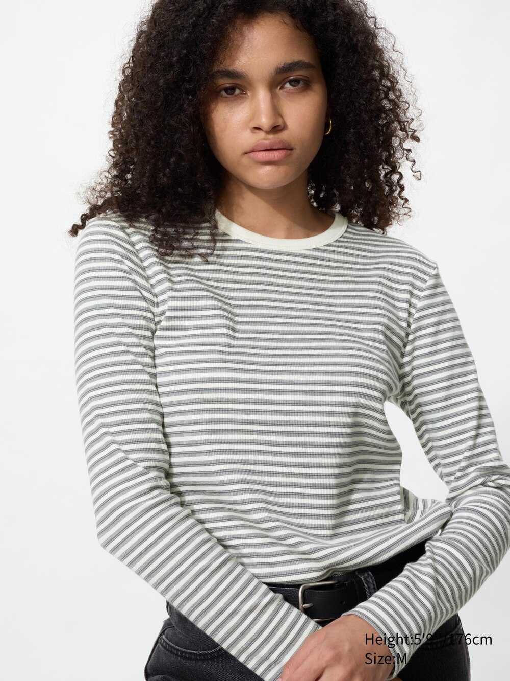 Женские футболки Uniqlo Soft Ribbed T-Shirt Long Sleeve Stripe — фото 3